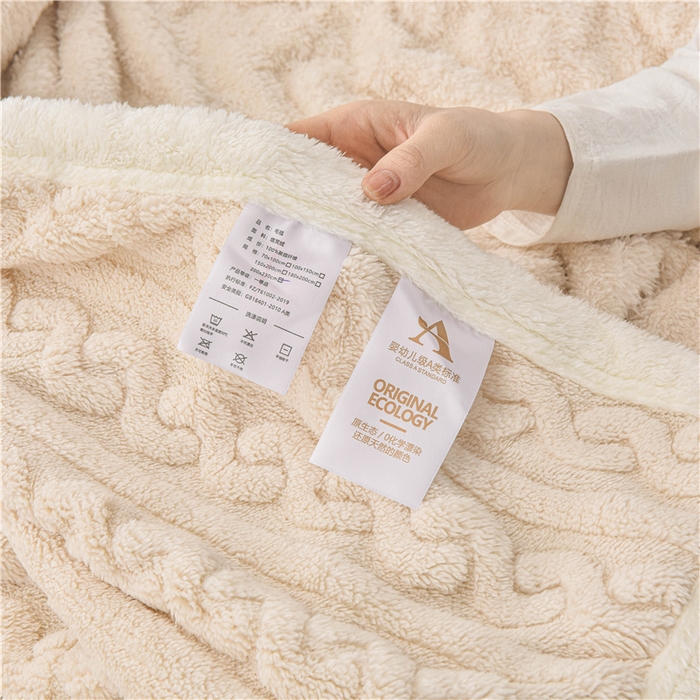 91家纺网 家纺一手货源 找家纺 鑫喜莱 2024新款单层塔芙绒毛毯 象牙白