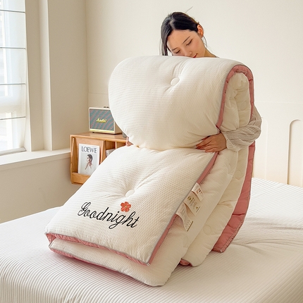 91家纺网 家纺一手货源 找家纺 （总）缦纱 2024新款双面纯色刺绣冬被被子被芯