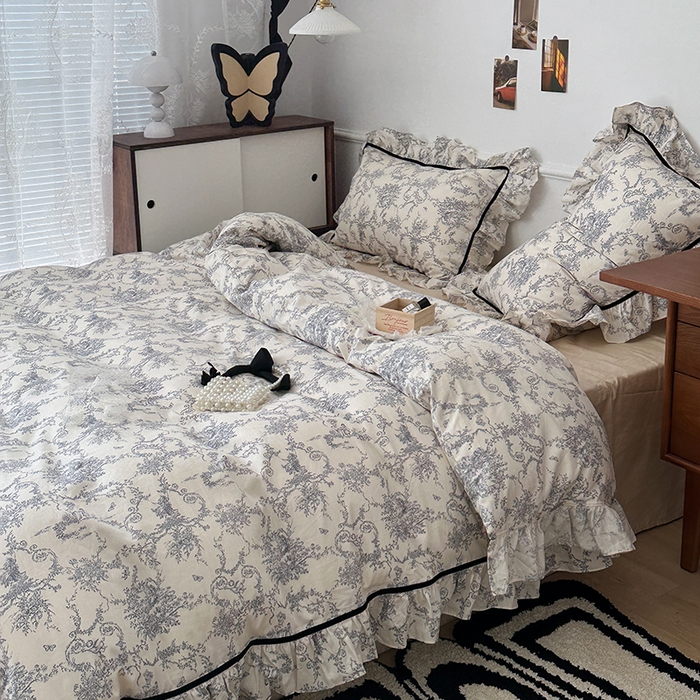 91家纺网 家纺一手货源 找家纺 （总）昔可家纺 2024法式复古工艺花边款四件套