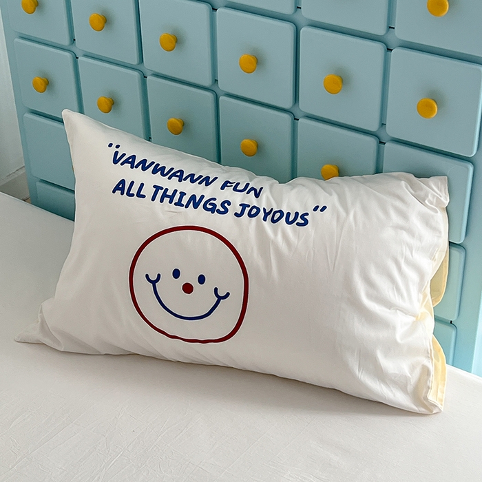 91家纺网 家纺一手货源 找家纺 昔可家纺 2024新款数码印花单品枕套系列-ins风系列 字母表情