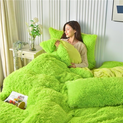 鑫喜莱 2024新款长毛绒四件套 抹茶绿