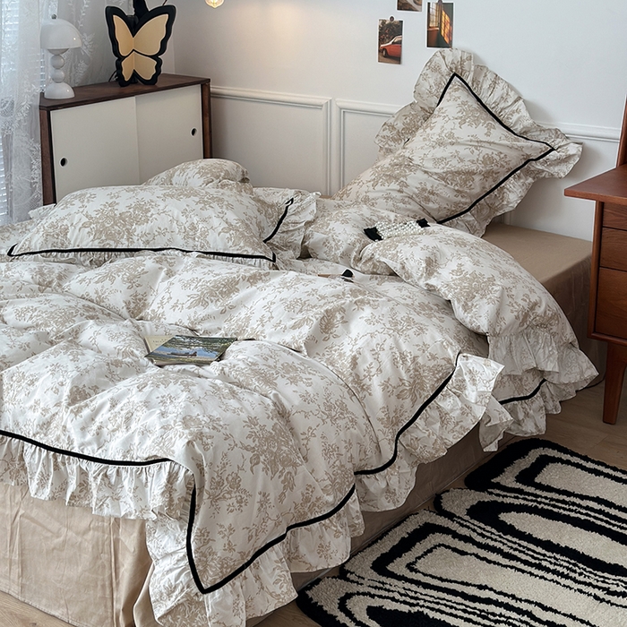 91家纺网 家纺一手货源 找家纺 昔可家纺 2024法式复古工艺花边款四件套 柏林日落