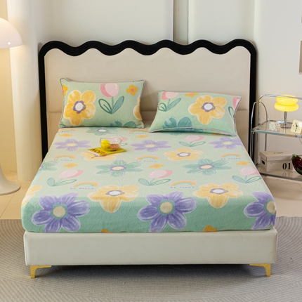 91家纺网 家纺一手货源 找家纺 （总）欧喜璐 2024新款A类加厚牛奶绒印花单床笠