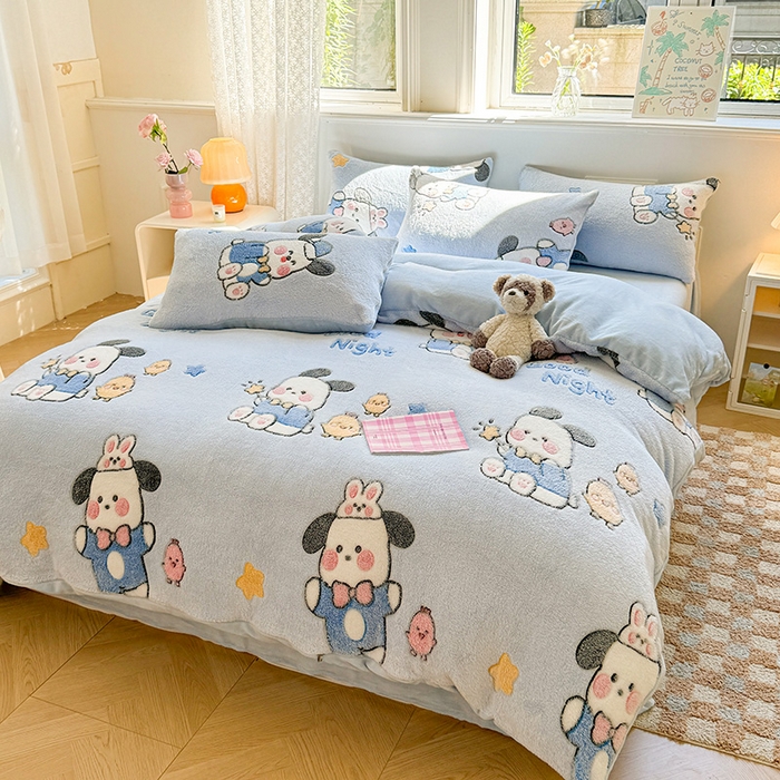 91家纺网 家纺一手货源 找家纺 义博家纺 2025新款雪花绒印花四件套 好伙伴