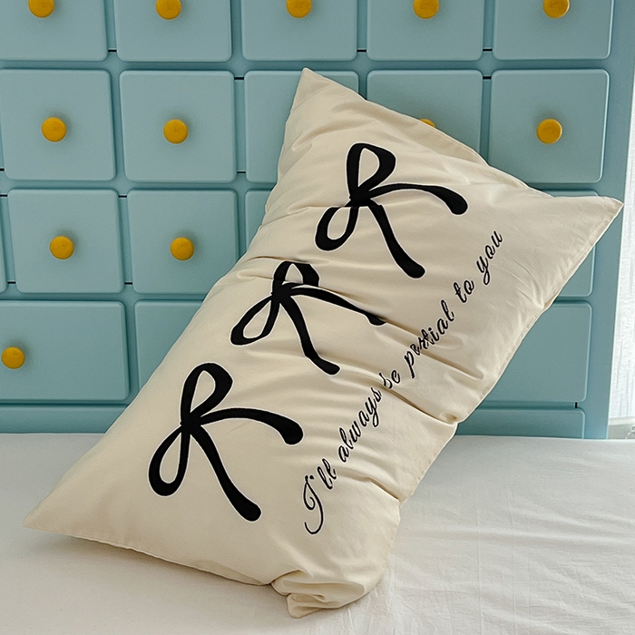 91家纺网 家纺一手货源 找家纺 昔可家纺 2024新款数码印花单品枕套系列-ins风系列 丝绒蝴蝶结