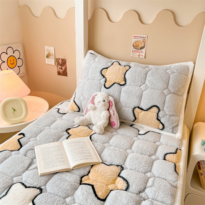 91家纺网 家纺一手货源 找家纺 雯豆家纺 2024新品泰迪绒学生床垫宿舍床褥子加厚上下铺北极绒床护垫 泰迪绒床褥-闪耀星辰