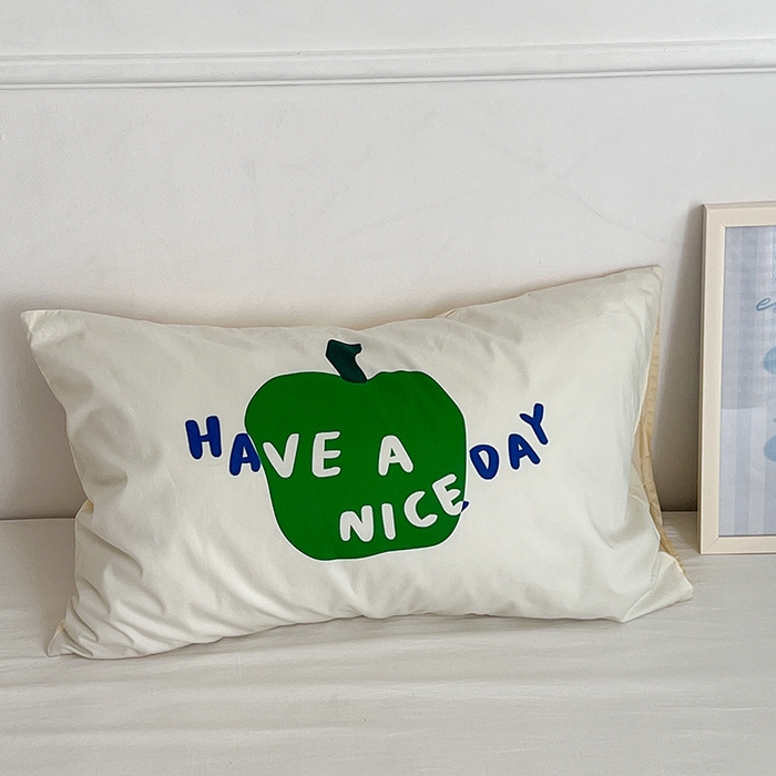 91家纺网 家纺一手货源 找家纺 昔可家纺 2024新款数码印花单品枕套系列-ins风系列 青苹果