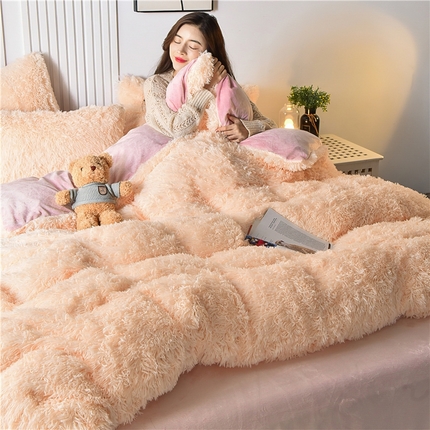 鑫喜莱 2024新款长毛绒四件套 米黄