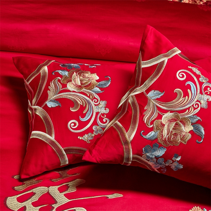 91家纺网 家纺一手货源 找家纺 宏羽纺家纺 2024新款高支高密纯棉提花婚庆套件系列（控价680）富贵牡丹
