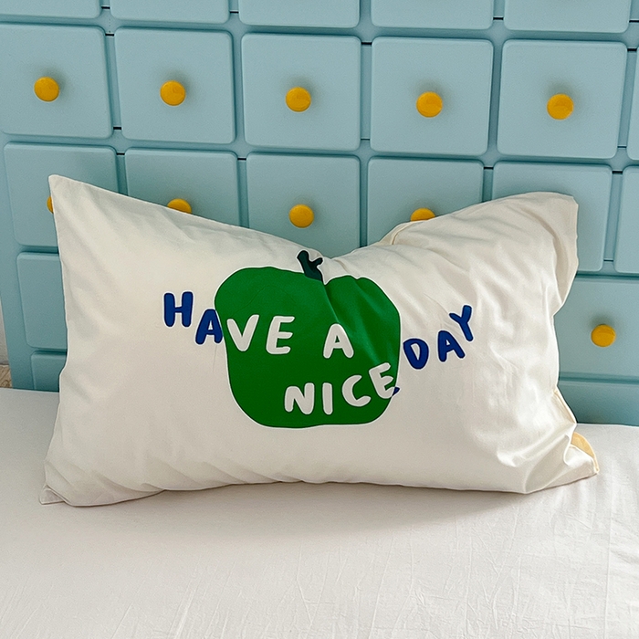 91家纺网 家纺一手货源 找家纺 昔可家纺 2024新款数码印花单品枕套系列-ins风系列 青苹果