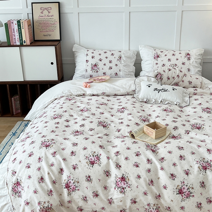 91家纺网 家纺一手货源 找家纺 昔可家纺 2024新款韩版花边工艺款四件套 卢森堡少女