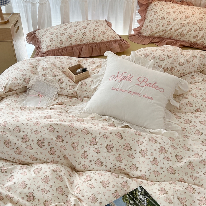 91家纺网 家纺一手货源 找家纺 昔可家纺 2024新款双层纱贴边全棉四件套 歌德花镜