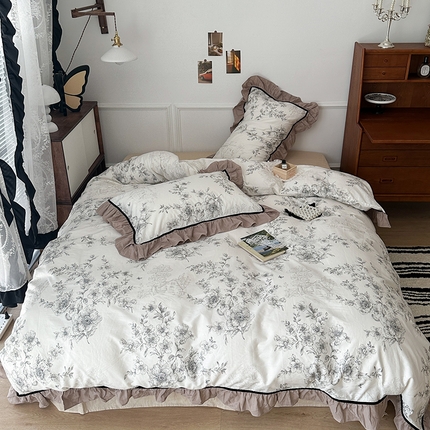 昔可家纺 2024法式复古工艺花边款四件套 尼罗河庄园