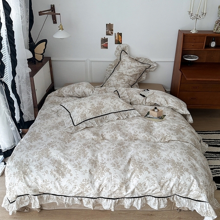 昔可家纺 2024法式复古工艺花边款四件套 柏林日落