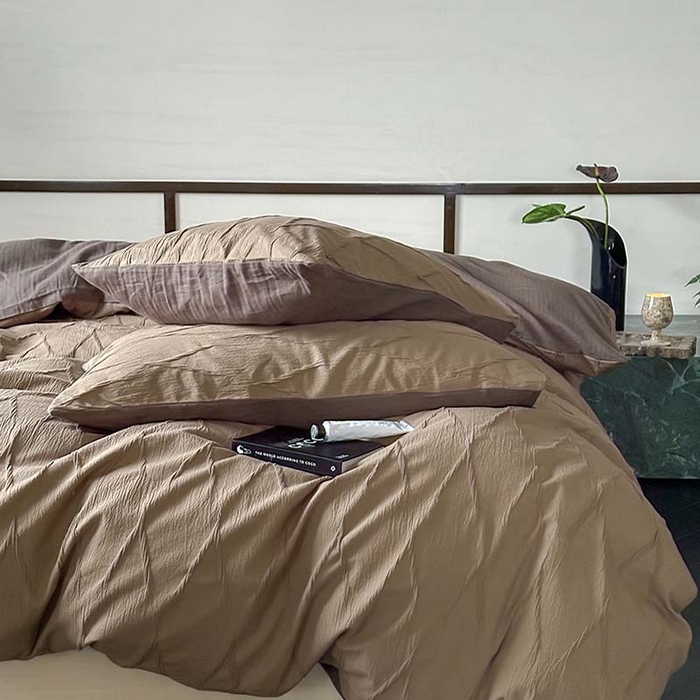 91家纺网 家纺一手货源 找家纺 2024新款全棉提花四件套-V克托瑞 可可棕