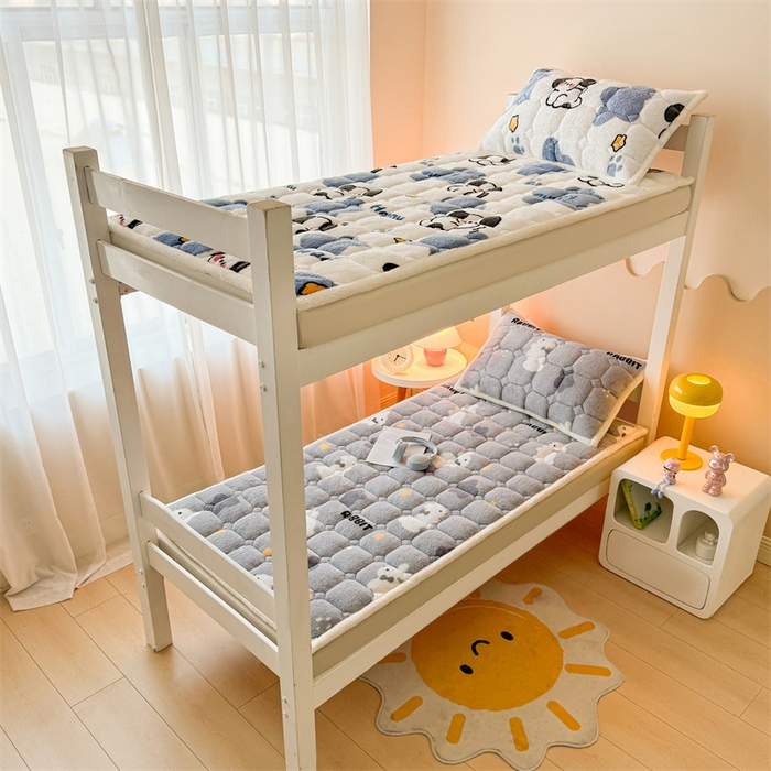 91家纺网 家纺一手货源 找家纺 雯豆家纺 2024新品泰迪绒学生床垫宿舍床褥子加厚上下铺北极绒床护垫 泰迪绒床褥-尤拉