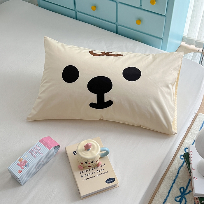 91家纺网 家纺一手货源 找家纺 昔可家纺 2024新款数码印花单品枕套系列-卡通系列 呆萌小狗