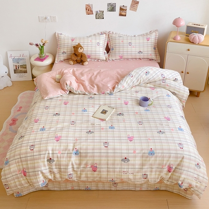 91家纺网 家纺一手货源 找家纺 （总）乐童家纺 2024新款直播热款13070纯棉印花吊边款一字绣四件套（十一）