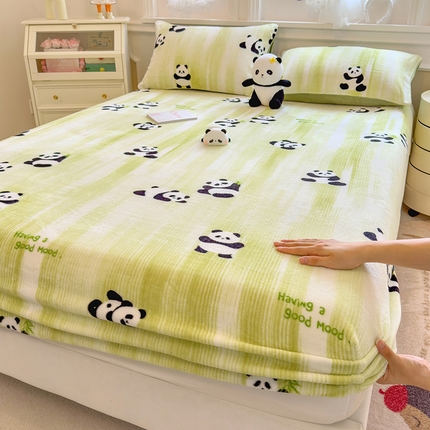 91家纺网 家纺一手货源 找家纺 （总）摩妮卡 2025新款印花小清新牛奶绒印花床笠三件套