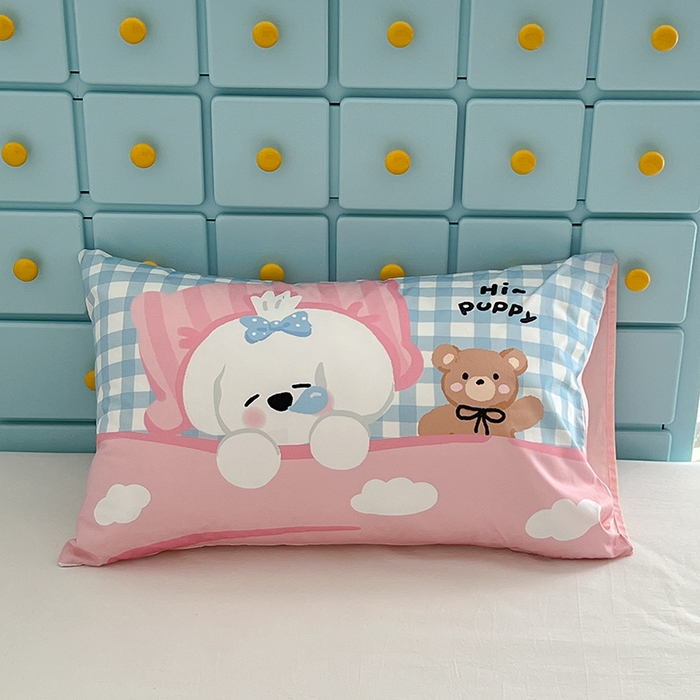 91家纺网 家纺一手货源 找家纺 昔可家纺 2024新款数码印花单品枕套系列-卡通系列 午睡小狗
