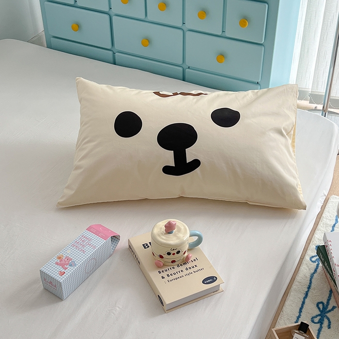 91家纺网 家纺一手货源 找家纺 昔可家纺 2024新款数码印花单品枕套系列-卡通系列 呆萌小狗