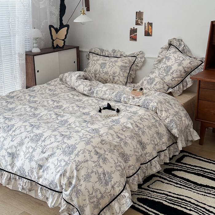 91家纺网 家纺一手货源 找家纺 昔可家纺 2024法式复古工艺花边款四件套 塞纳河畔