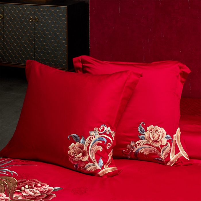 91家纺网 家纺一手货源 找家纺 宏羽纺家纺 2024新款高支高密纯棉提花婚庆套件系列（控价680）富贵牡丹