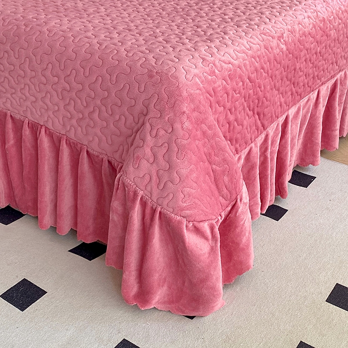 91家纺网 家纺一手货源 找家纺 陌乘坊家纺 2024新款牛奶绒床盖款四件套-香奈 香奈-豆沙色