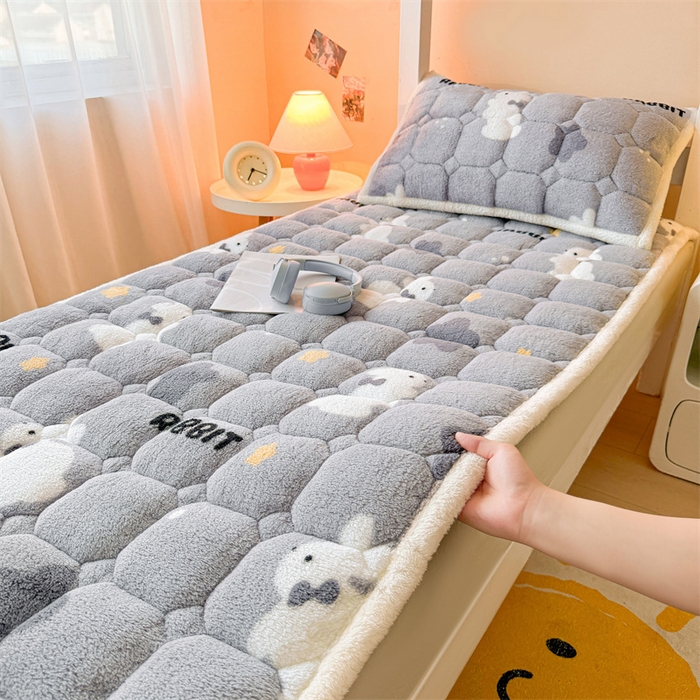 91家纺网 家纺一手货源 找家纺 雯豆家纺 2024新品泰迪绒学生床垫宿舍床褥子加厚上下铺北极绒床护垫 泰迪绒床褥-尤拉