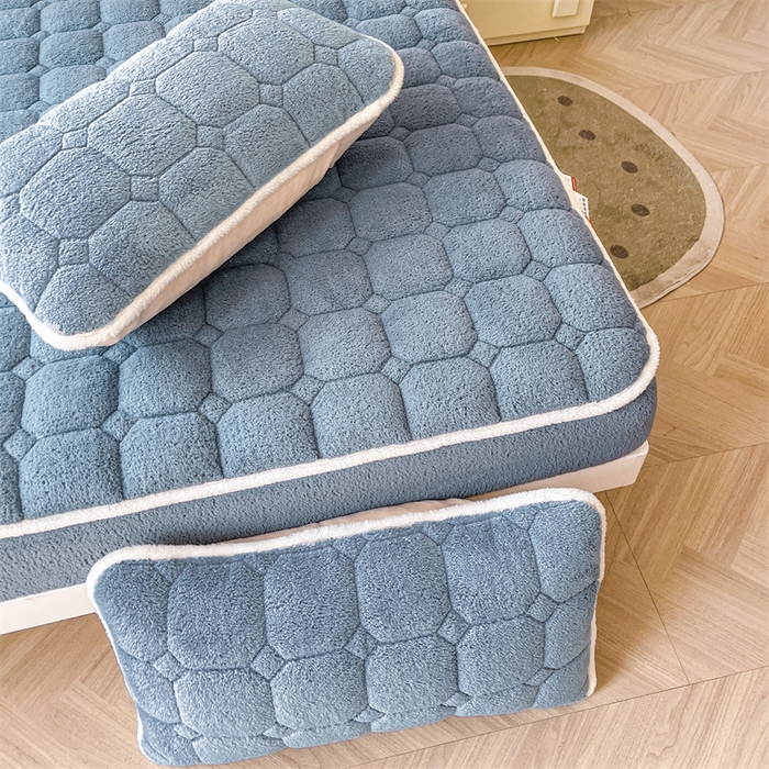 91家纺网 家纺一手货源 找家纺 雯豆家纺 2025加厚保暖泰迪绒夹棉床笠北极绒床笠床垫保护套 泰迪绒夹棉床笠-海因蓝