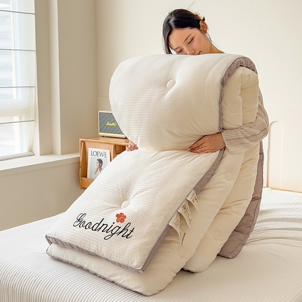 91家纺网 家纺一手货源 找家纺 （总）缦纱 2024新款双面纯色刺绣冬被被子被芯