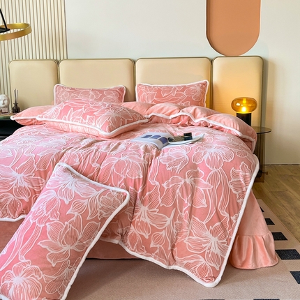 91家纺网 家纺一手货源 找家纺 （总）诺梵 高端2025雕花绒四件套牛奶烂花绒大包边被套_控价标准高于149，加大高于159