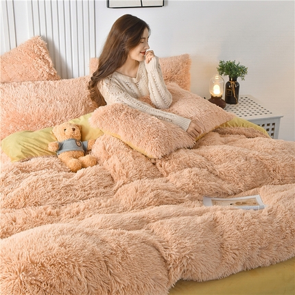 鑫喜莱 2024新款长毛绒四件套 驼色