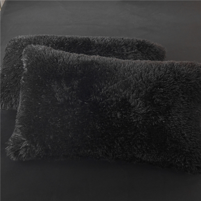 91家纺网 家纺一手货源 找家纺 鑫喜莱 2024新款长毛绒四件套 黑色