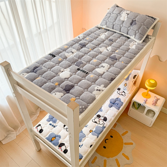 91家纺网 家纺一手货源 找家纺 雯豆家纺 2024新品泰迪绒学生床垫宿舍床褥子加厚上下铺北极绒床护垫 泰迪绒床褥-顽皮狗-兰