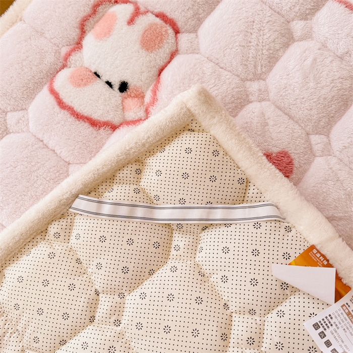 91家纺网 家纺一手货源 找家纺 雯豆家纺 2024新品泰迪绒学生床垫宿舍床褥子加厚上下铺北极绒床护垫 泰迪绒床褥-浪漫兔