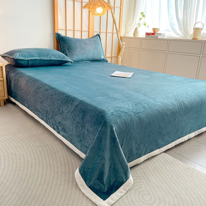 91家纺网 家纺一手货源 找家纺 千荨 2024新款亲肤舒适高克重双面牛奶绒纯色毛毯 牛奶绒-灰蓝