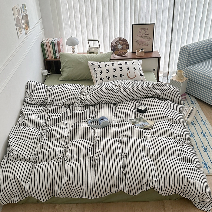 91家纺网 家纺一手货源 找家纺 （总）昔可家纺 2024新款竖条全棉四件套大版枕套系列