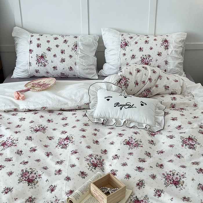 91家纺网 家纺一手货源 找家纺 昔可家纺 2024新款韩版花边工艺款四件套 卢森堡少女