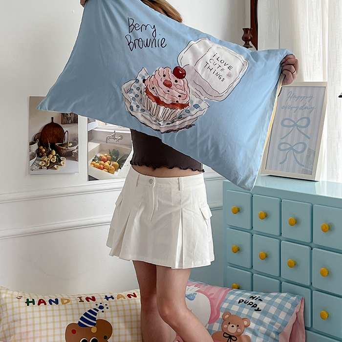 91家纺网 家纺一手货源 找家纺 昔可家纺 2024新款数码印花单品枕套系列-卡通系列 舒芙蕾蛋糕