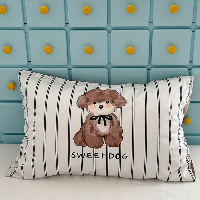 91家纺网 家纺一手货源 找家纺 昔可家纺 2024新款数码印花单品枕套系列-卡通系列 萌萌棕狗