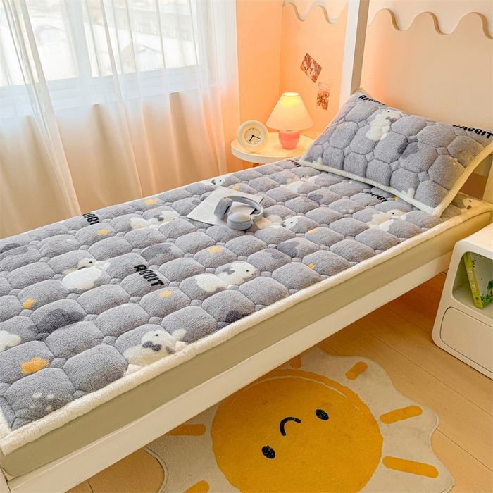 91家纺网 家纺一手货源 找家纺 雯豆家纺 2024新品泰迪绒学生床垫宿舍床褥子加厚上下铺北极绒床护垫 泰迪绒床褥-尤拉