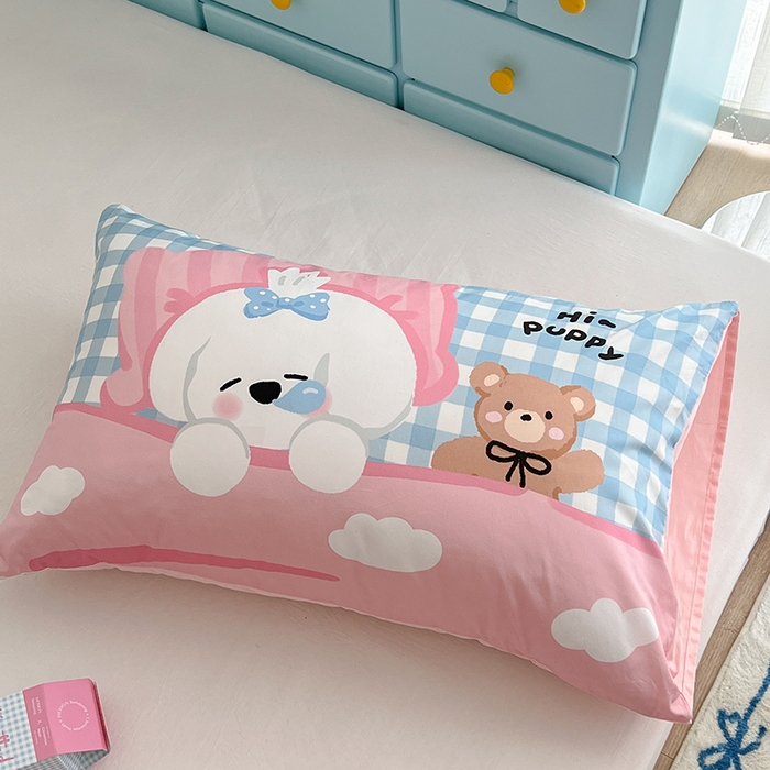 91家纺网 家纺一手货源 找家纺 昔可家纺 2024新款数码印花单品枕套系列-卡通系列 午睡小狗