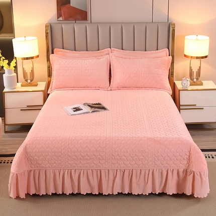 91家纺网 家纺一手货源 找家纺 悦织湾家纺 2025直播爆款外贸出口跨境热销款宝宝绒婴儿绒夹棉床盖 玫瑰粉