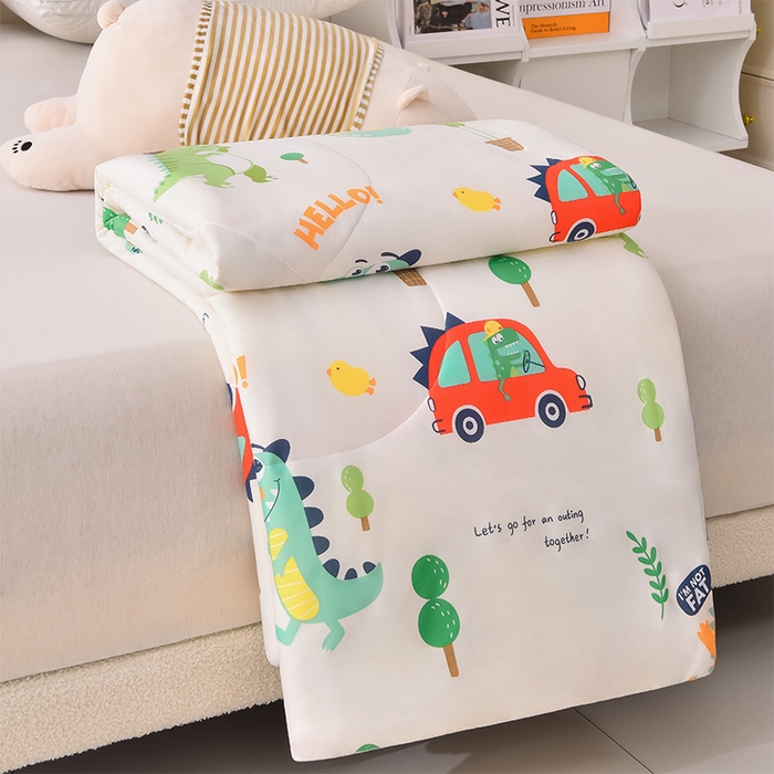 91家纺网 家纺一手货源 找家纺 2024新款A类针织棉亲肤夏被夏凉被空调被 恐龙假日