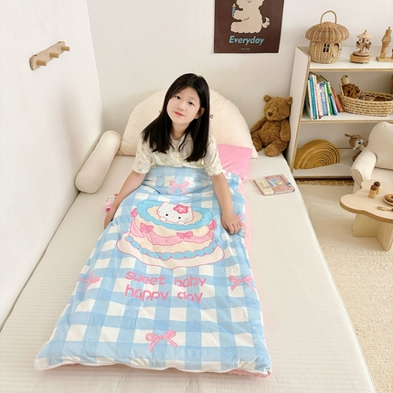 91家纺网 家纺一手货源 找家纺 美乐迪家纺 2024新款儿童睡袋 蛋糕猫咪