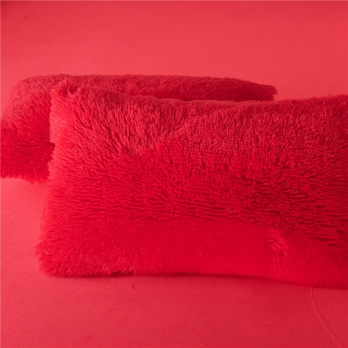 91家纺网 家纺一手货源 找家纺 鑫喜莱 2024新款长毛绒四件套 大红