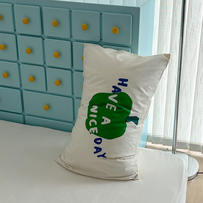 91家纺网 家纺一手货源 找家纺 昔可家纺 2024新款数码印花单品枕套系列-ins风系列 青苹果