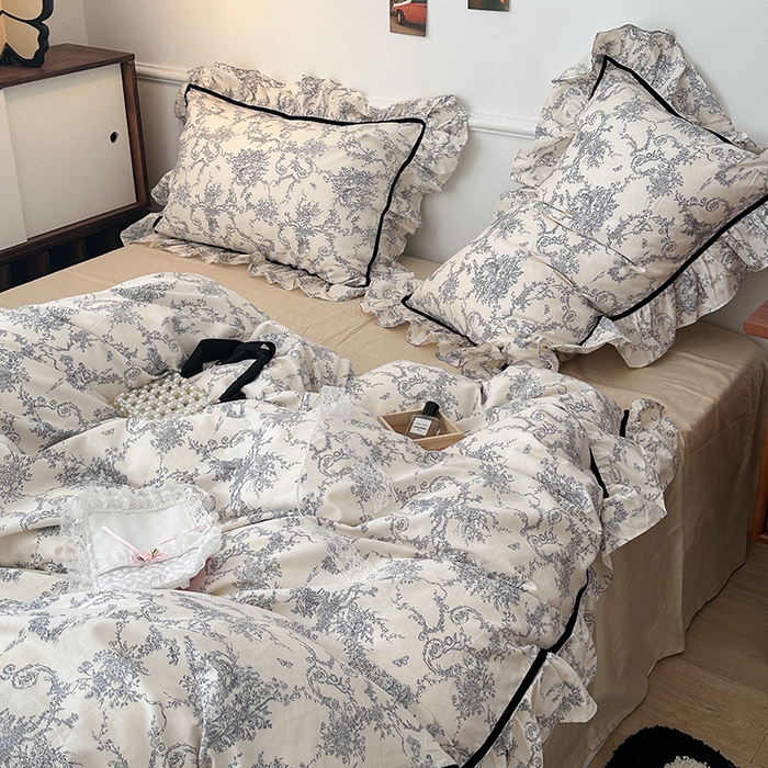 91家纺网 家纺一手货源 找家纺 （总）昔可家纺 2024法式复古工艺花边款四件套