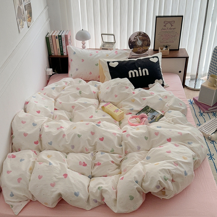 91家纺网 家纺一手货源 找家纺 昔可家纺 2024新款竖条全棉四件套大版枕套系列 油画彩心